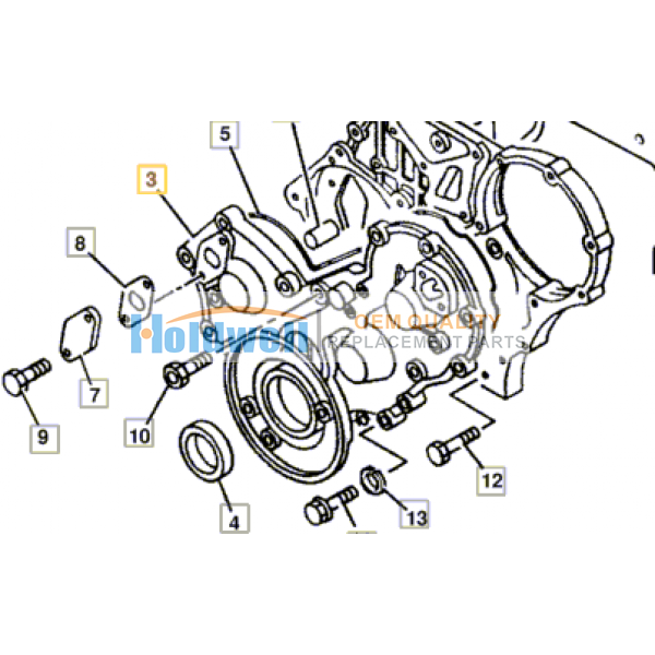 Aftermarket Holdwell Cover timing for ISUZU engine 4JG1 in JCB model 0