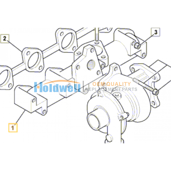 Manifold Exhaust for ISUZU engine 4LE1 &amp; 4LE2 in JCB model 02/803021