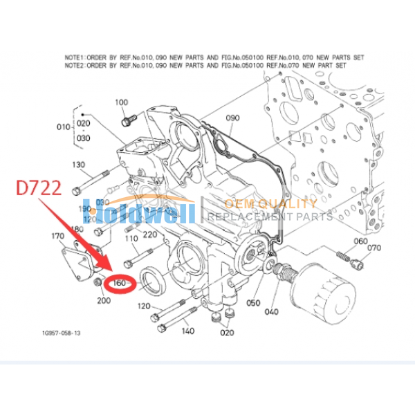 HOLDWELL Oil front seal 15877-04140 1J094-04140 for Kubota Z482 J106 engine