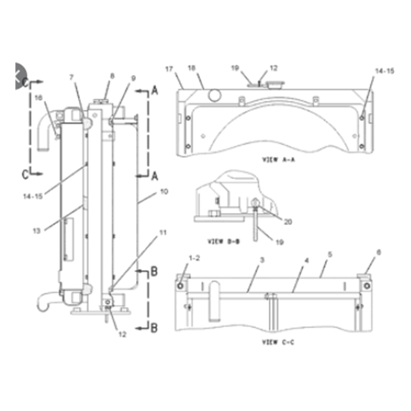 Aftermarket Caterpillar Water Tank Radiator 184-3896 For Excavator E320B