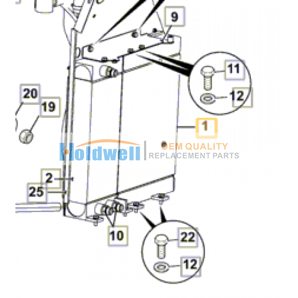 Radiator assembly for ISUZU engine 4LE1 &amp; 4LE2 in JCB model 30/927000