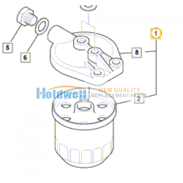 Fuel filter assembly for ISUZU engine 4LE1 &amp; 4LE2 in JCB model 32/926116