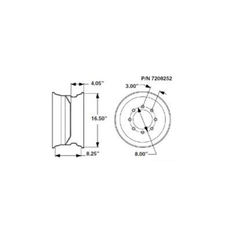 Wheel Rim 16.5X8.25 7208252 For Bobcat S450 S510 S530 S550 S570 S590 S595