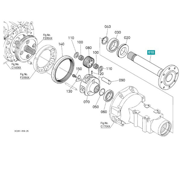 Repuesto de pieza trasera Alex 3C081-48210 para tractor Kubota M8540DT M8540F M9540DT