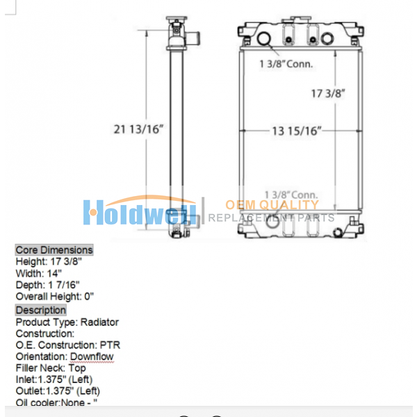 HOLDWELL radiator TPN441 for PERKINS